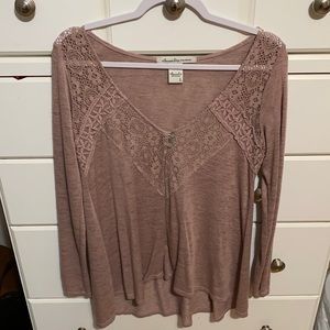 Light purple long sleeve shirt with front lace